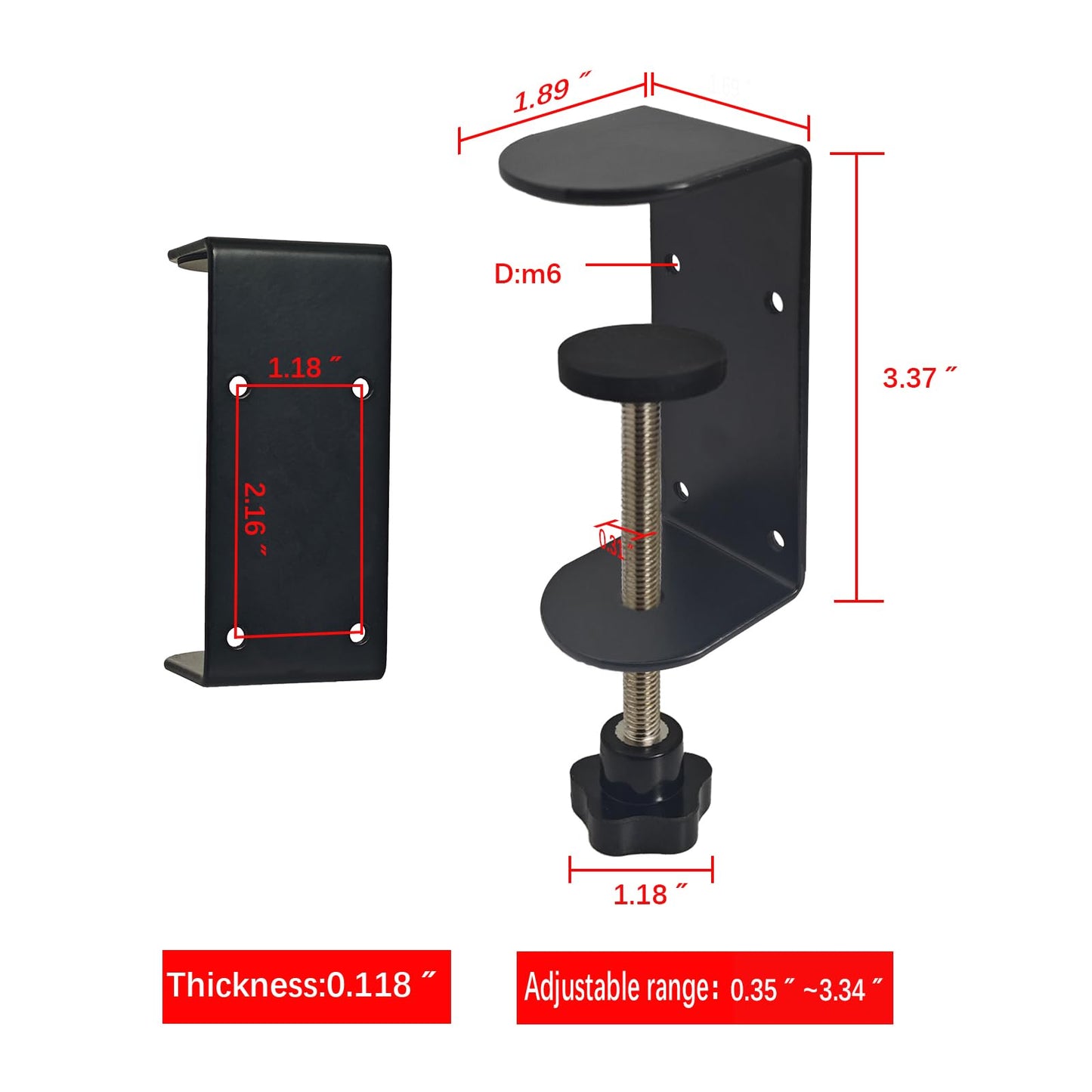 Jhanw 3 inch C-Clamp with Four Small Holes in the back, 1-Pack Adjustable Desk C Clamps for Range 0.35"~3.37", Versatile Clamp for Brake, Parts Assembly, Fastening, Welding, Woodwork, Metal Work