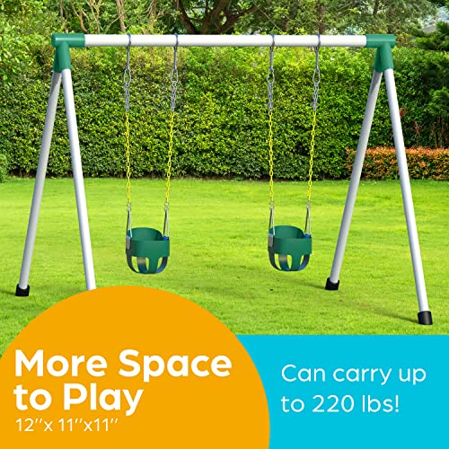 Heavy Duty Baby Swing - High Back Full Bucket Seat - Green