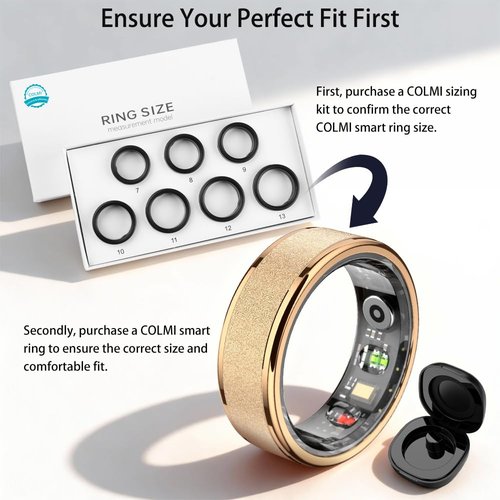 COLMI R10 Smart Ring for Women, Smart Health Ring with Heart Rate, Blood Oxygen, Sleep Monitoring, Pedometer, and Fitness Tracker, No Subscription Fee, Rose Gold. (Rose Gold, 8#)