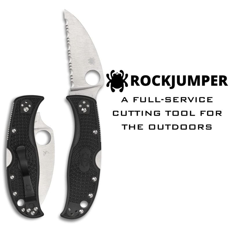 Spyderco RockJumper Wharncliffe Folding Pocket Knife with 3" VG-10 Steel Blade and FRN Handle - EDC Knife for Men and Women, Perfect for Hunting, Tactical, Camping, Survival - SpyderEdge - C254SBK
