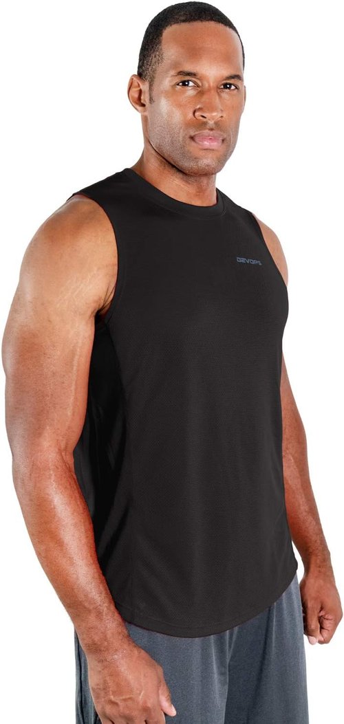 DEVOPS Men's Muscle Tank Tops - 3 Pack Dry Fit Sleeveless Shirts for Gym & Running | Quick-Dry Activewear