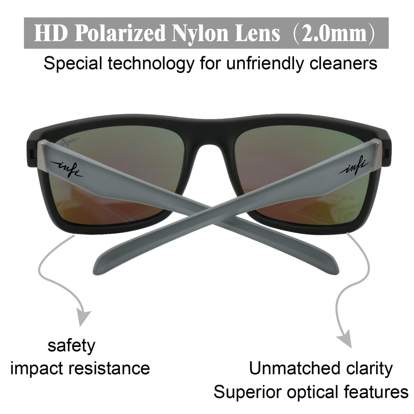 INFI Fishing Polarized Sunglasses for Men Driving Running Hiking Sport Mirrored Glasses UV400 Protectiont