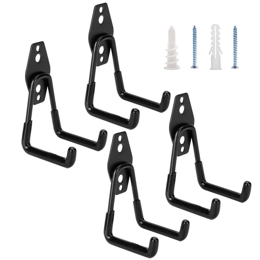 Suprom 4 Pack Garage Hooks Heavy Duty - Supports 100 lbs, Utility Steel Garage Hanger & Organizer for Organizing Garden Lawn Tools, Ladders, Garden Hose, Digging Shovel, Bikes, Ropes