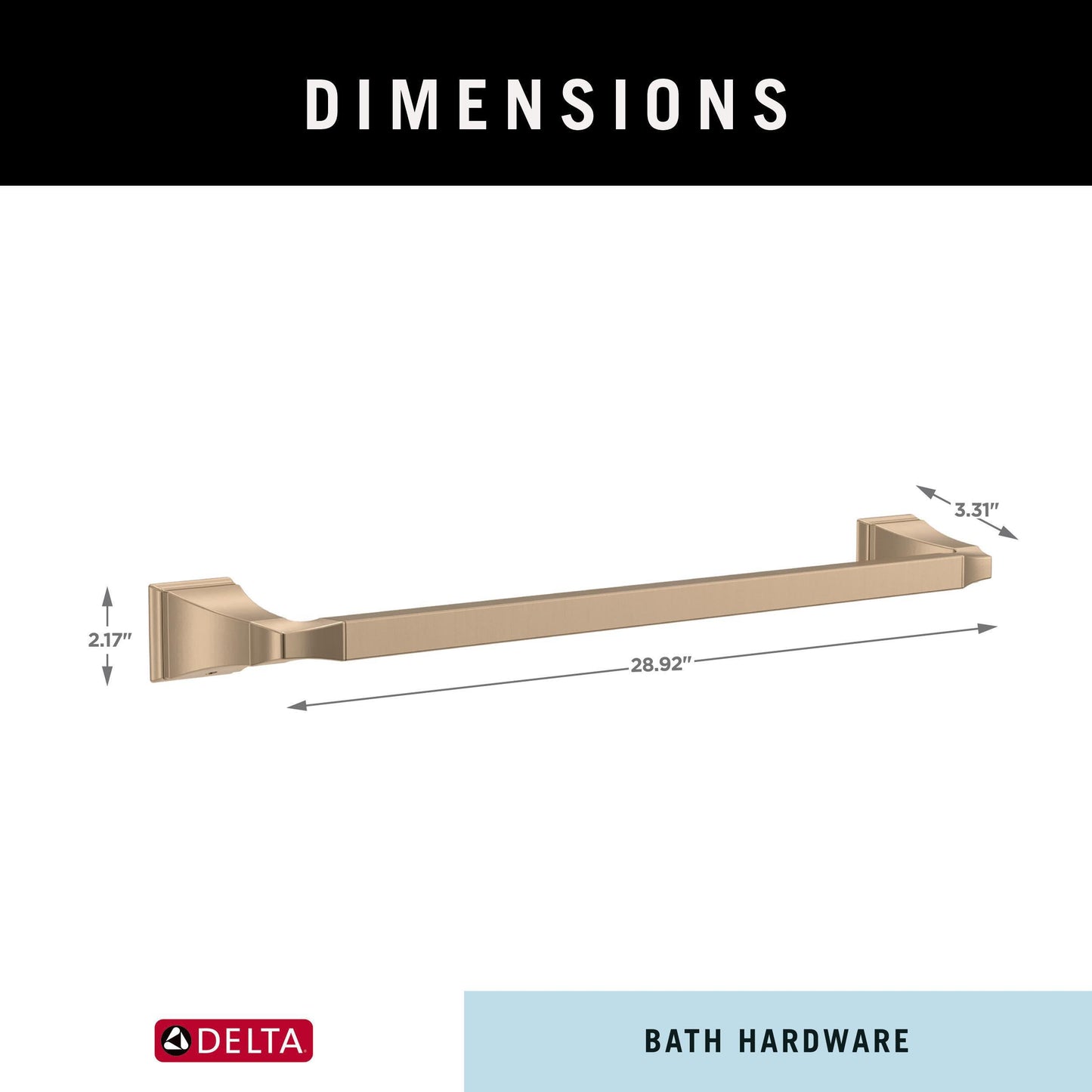 DELTA Dryden 18 inch Towel Bar, Champagne Bronze, Bathroom Accessories, 75118-CZ