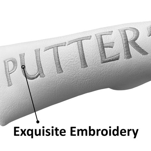 Golf Blade Putter Head Cover Headcover Magnetic - White Putter Golf Headcover - Premium Synthetic Leather Putter Cover for Golf Clubs fits for Most Brands