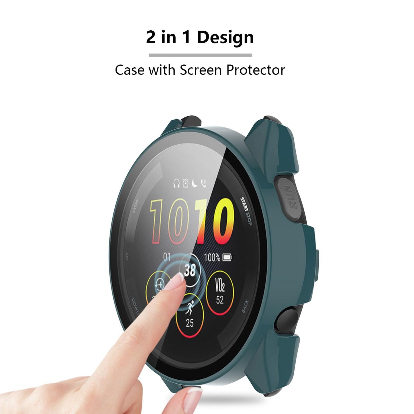 [4-Pack] Case with Tempered Glass Screen Protector Compatible with Garmin Forerunner 165, Bumper Full Coverage Protective Hard PC Cases Face Cover for Garmin 165
