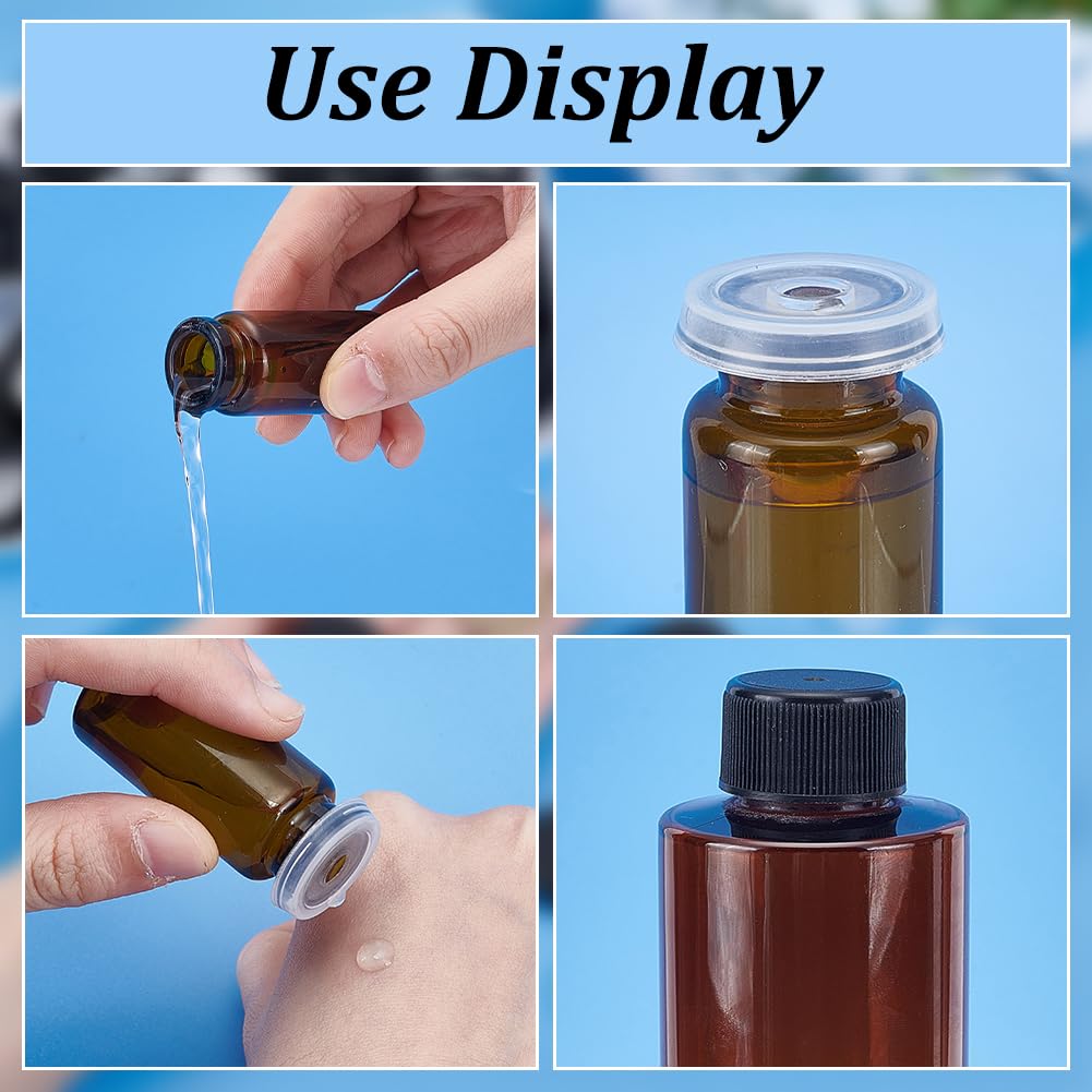 OLYCRAFT 50Pcs 22/400 Black Screw Bottle Caps with Reducer Fitments Plastic Cap with Dripper Orifice Reducer Bottle Emptying Cap Screw Jug Storage Lids for 5oz Bottles