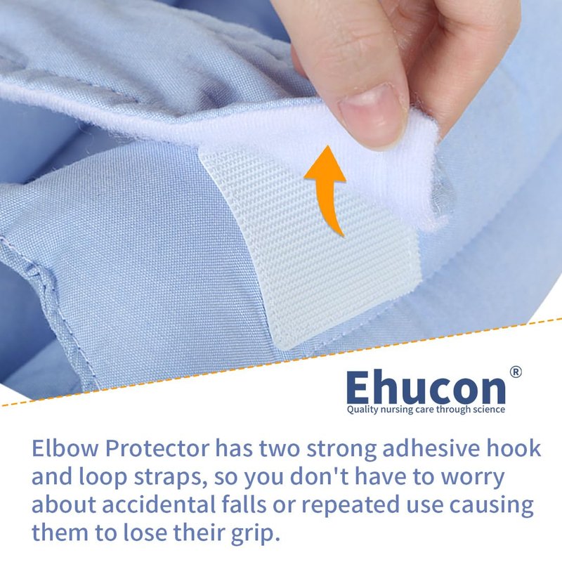 EHUCONELDEX Elbow Protector for Relief Pressure Sores,Elbow Pad Cushion with Soft Fibre for Bedridden Patient or Elderly,Comfortable & Breathable (Blue, Large)