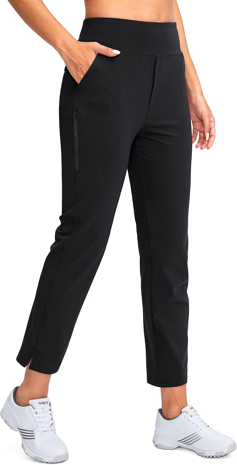 YYV Women's Golf Pants - Stretch High Waist Ankle Pants with Pockets for Yoga & Casual Wear