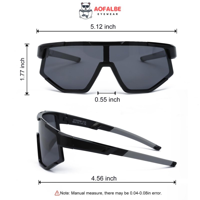 Aofalbe Kids Baseball Sunglasses, Youth Polarized Sports Sunglasses for Boys Girls, Softball Cycling Goggles UV400 Protection (Black Frame Purple Lens)