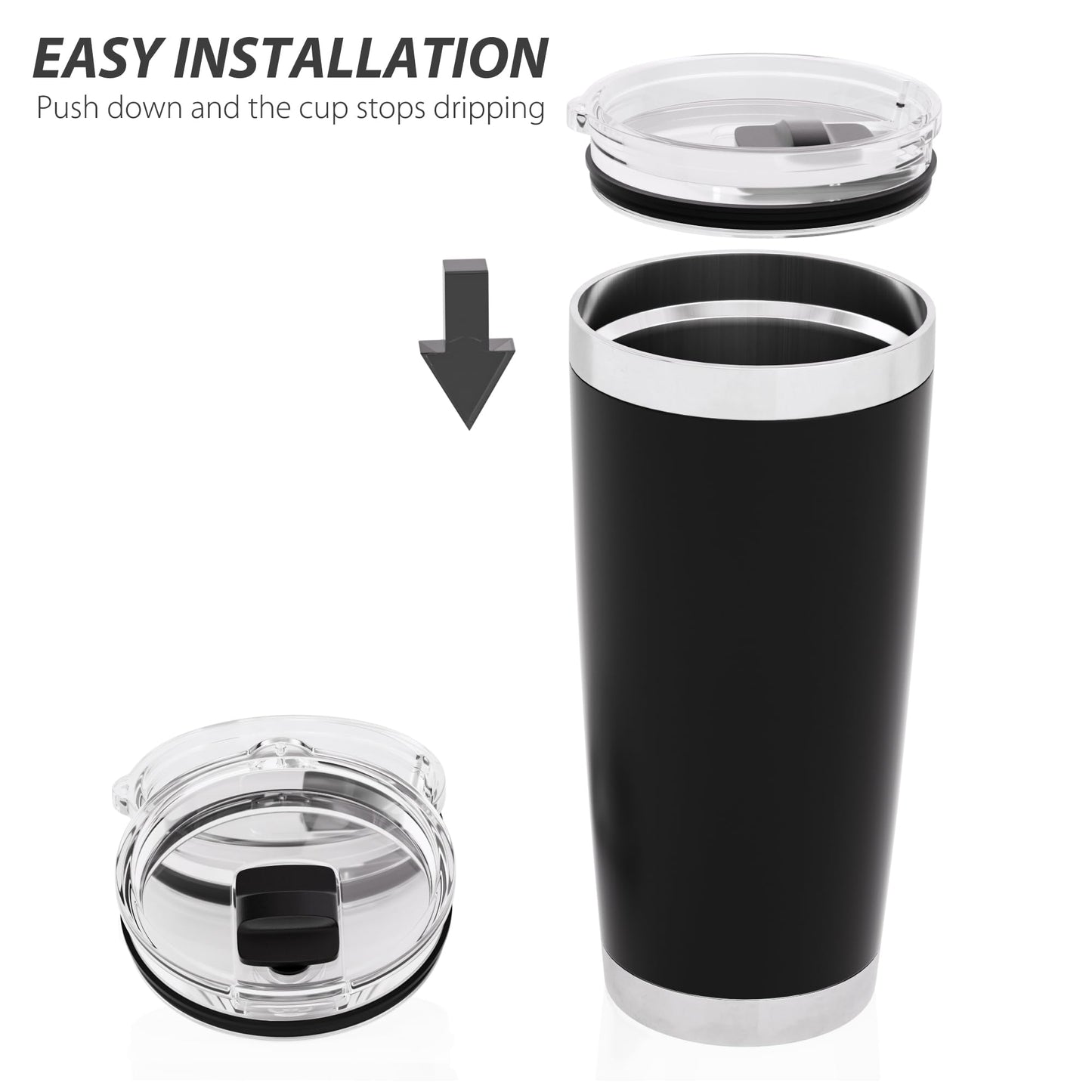 CeleVista 20 oz Tumbler Lid for YETI, 2 Pack Replacement Lids for YETI 20oz Tumbler & 10 oz Lowball, 10 oz Mug, Coffee Cup Covers with Magnetic Slider for Gift, BPA Free
