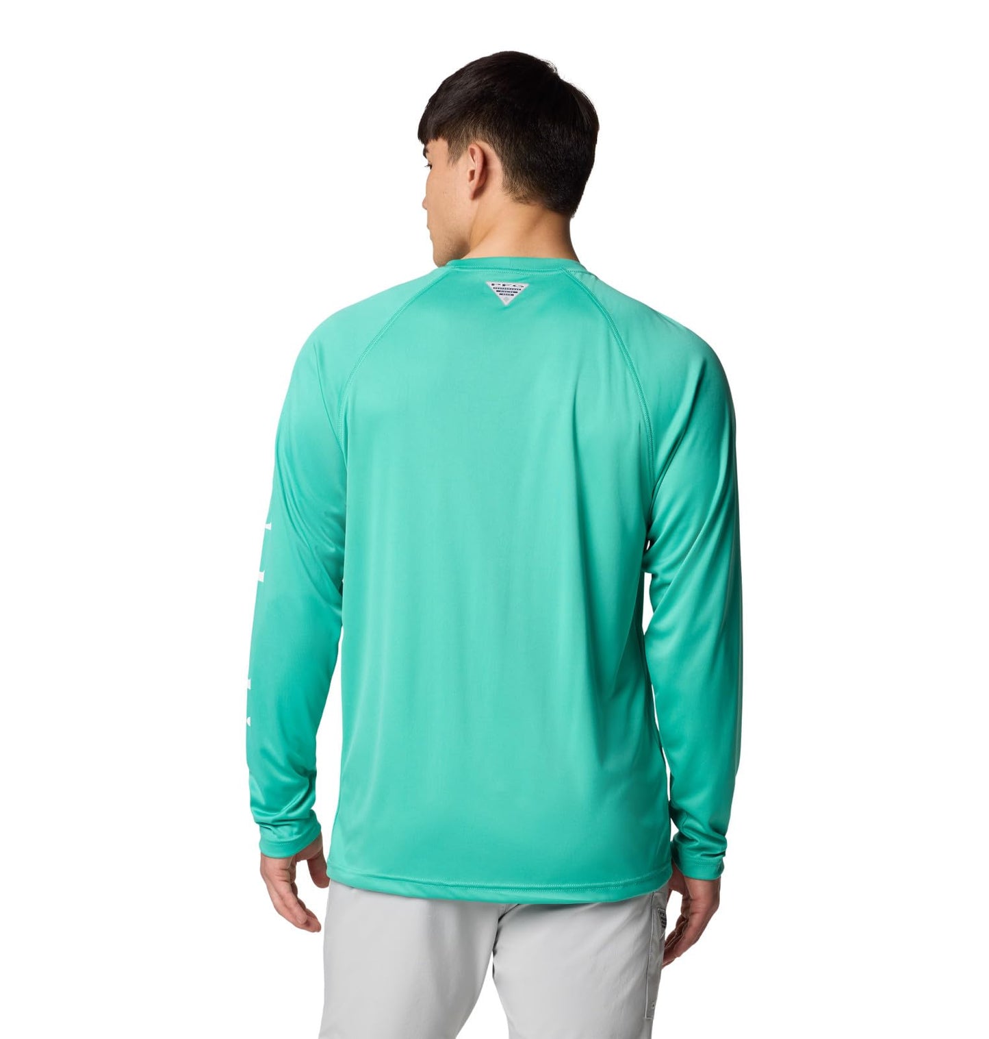 Columbia Men's PFG Terminal Tackle Long Sleeve Fishing Shirt, Glaze Green/White Logo, Small