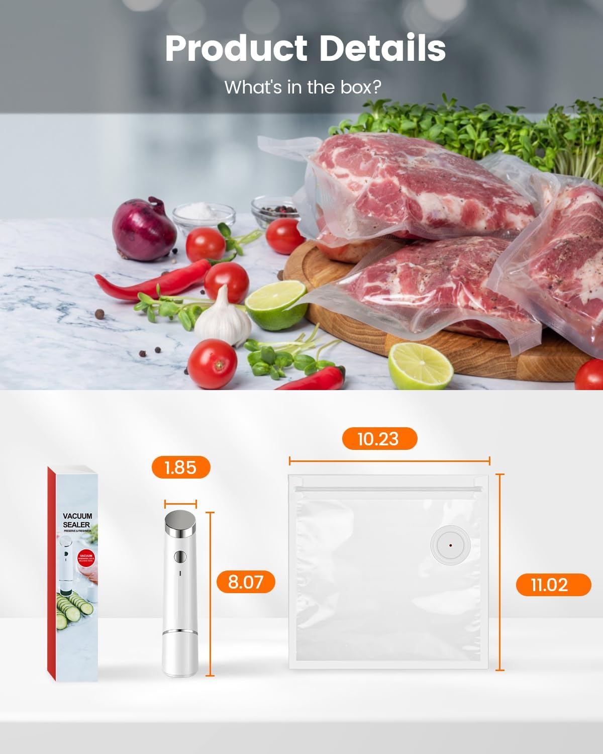 Skiennix Portable Vacuum Sealer - Powerful Handheld Food Sealer with 30 Reusable Bags | Cordless & Compact