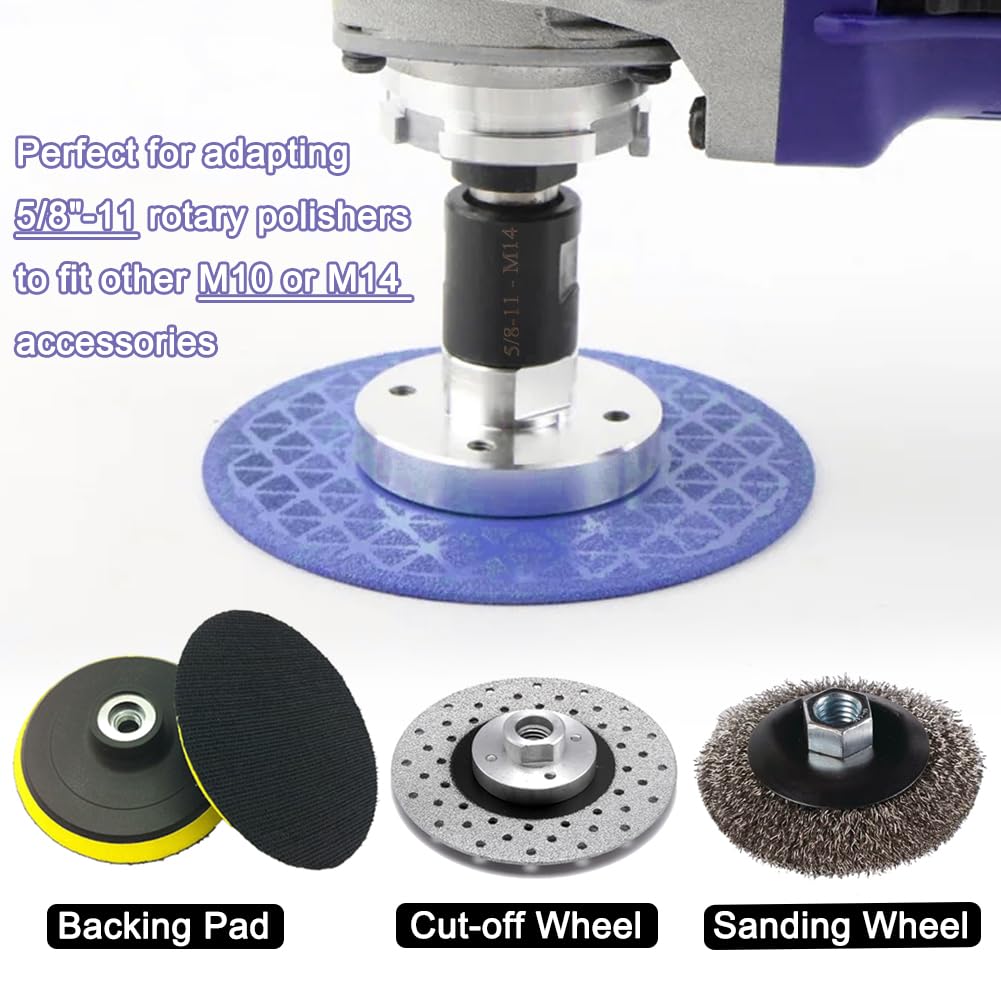 Saipe 2Pcs Angle Grinder Converter Adapters 5/8"-11 Female to M14/M10 Male, Attachments Interface Connector Thread for Polisher Drill Bit Connecting Tool