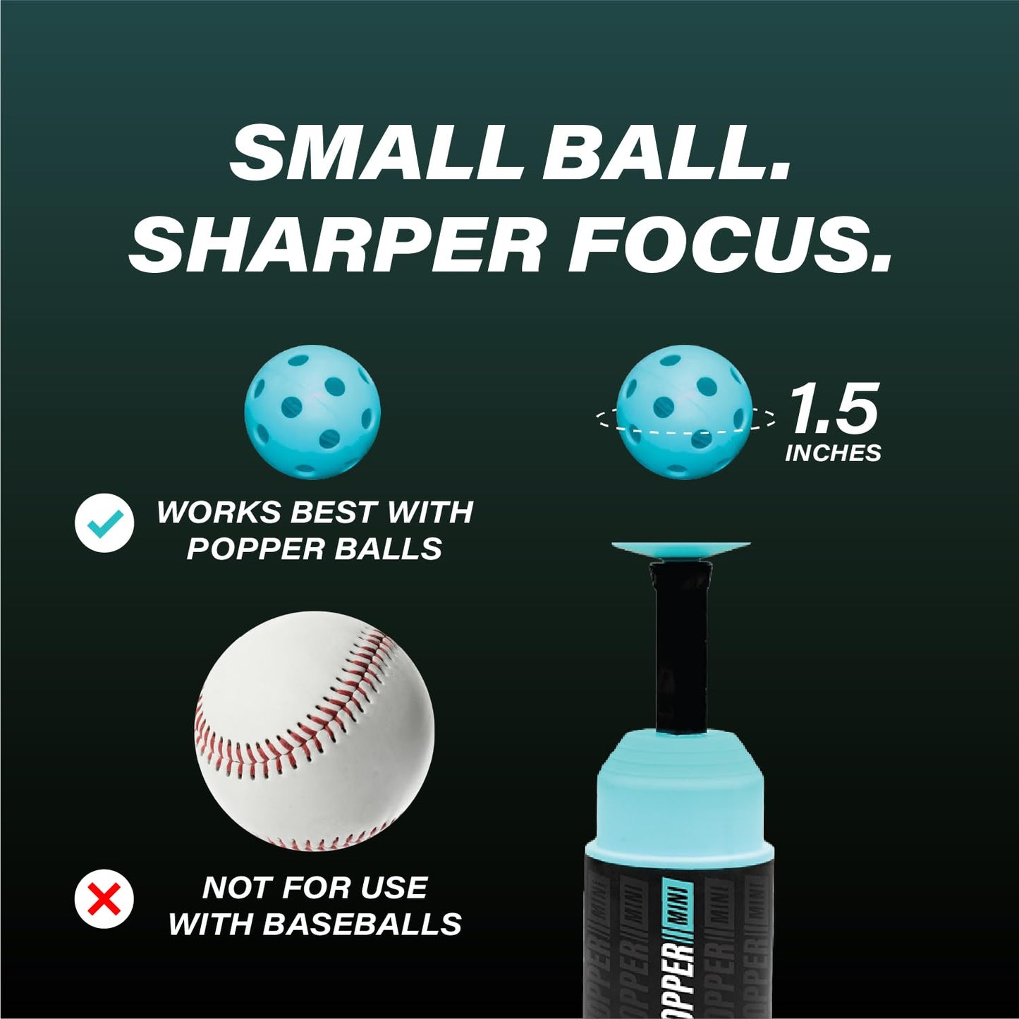 Bandit Sports Baseball Training Tee Popper Mini Bundle, Hitting Tee for Perfect Swings, Batting Equiptment for Practicing Hitting Without a Pitcher (Mini Popper Balls 12 Pack Included)