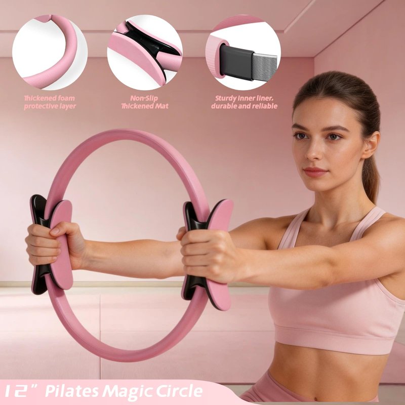 VNNYEOZ Pilates Equipment Kit for Home Workout,Pilates Ring and Ball Set,Pilates Essentials Accessories Kit for Women with Core Sliders,Adjustable Ankle Wrist Weight,Exercise Resistant Bands