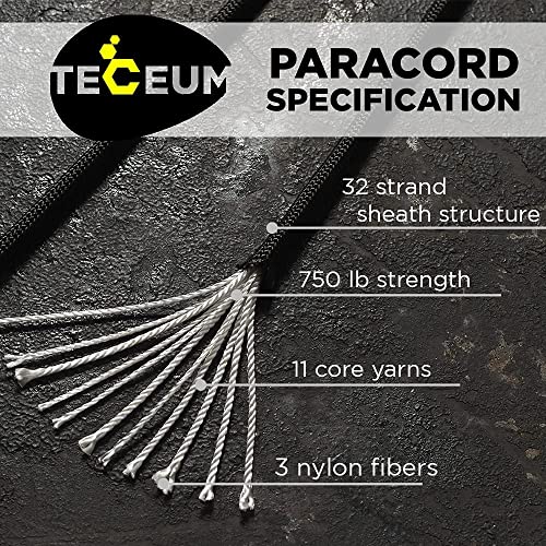 Heavy Duty 750 lb Paracord Rope - 4mm Utility Camping Cord - Black - 50 ft