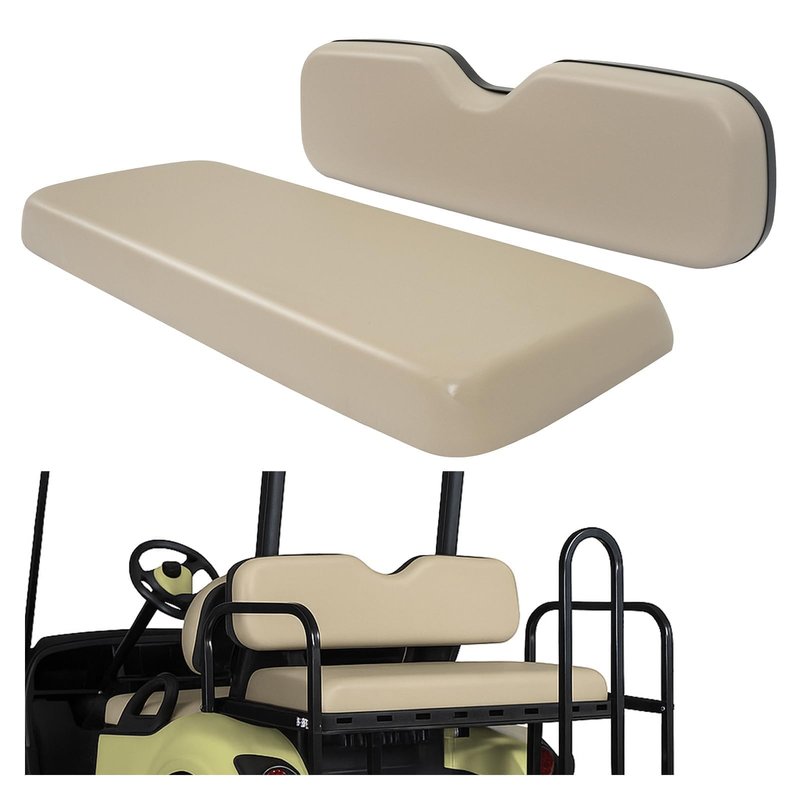 Wutist Universal Golf Cart Tan Seat Bottom & Seat Backrest Compatible with Yamaha, EZGO TXT/RXV/ST, Club Car DS & Precedent and Other 2+2 Passengers Golf Cart with Rear Flip Seat