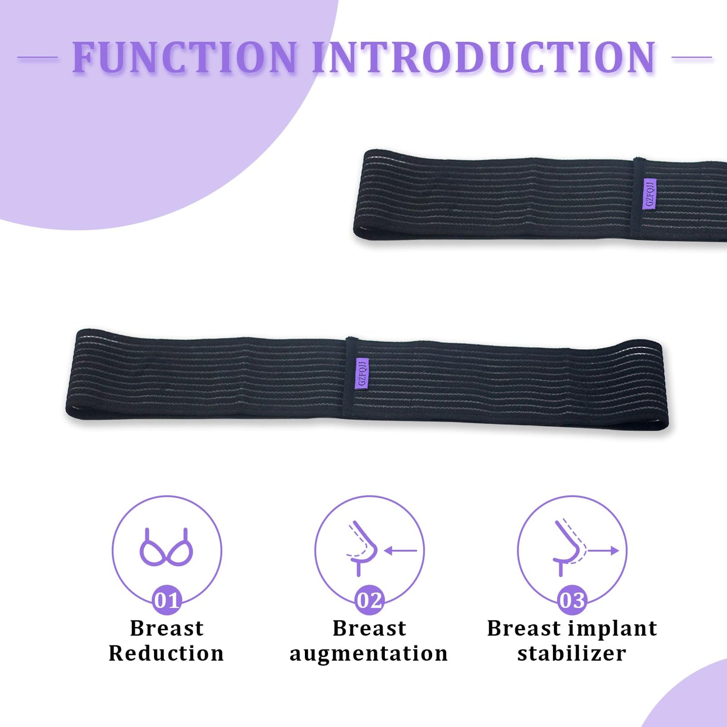 Breast Implant Stabilizer Band ，Post Surgery Breast Band Chest Compression Wrap For Women ，Breast Support Bandage ，Breast Augmentation Band Bra Breast Reduction Recovery Supplies For Healing One Size Fits All (Black)