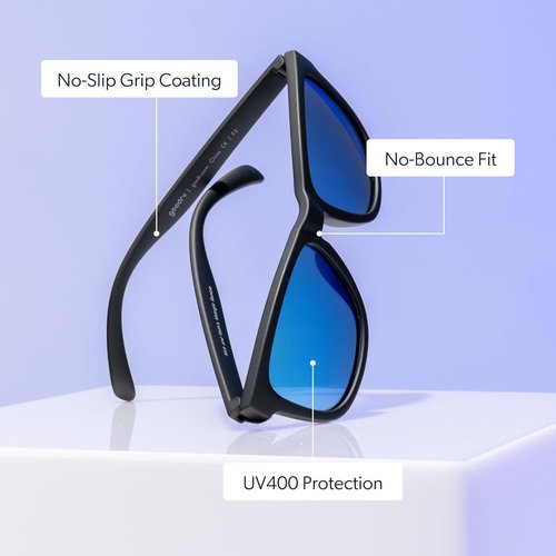 Goodr Mick & Keith's Midnight Ramble Polarized Sunglasses - UV400 Protection, Black Frame with Blue Mirrored Lenses, Medium Size