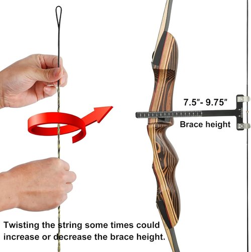 Deerseeker Archery Bow String Replacement - Dacron Bowstring with Finger Protector & Nock Points | 12-16 Strands for Recurve & Longbow (48-70 Inches)