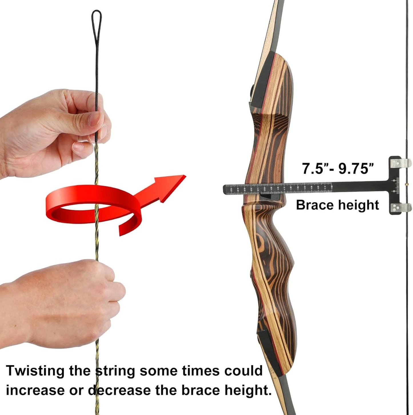 Deerseeker Archery Bow String Replacement with Finger Protector & 2 Nock Points Dacron Bowstring 12, 14, 16 Strands Bow Accessories for Recurve Bow Traditional Longbow （12-AMO 48"）