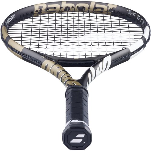 Babolat Pure Drive Wimbledon 11th Gen Tennis Racquet, Navy/Gold (4 1/4" Grip) - Strung with 16g Black Syn Gut at Mid-Range Tension
