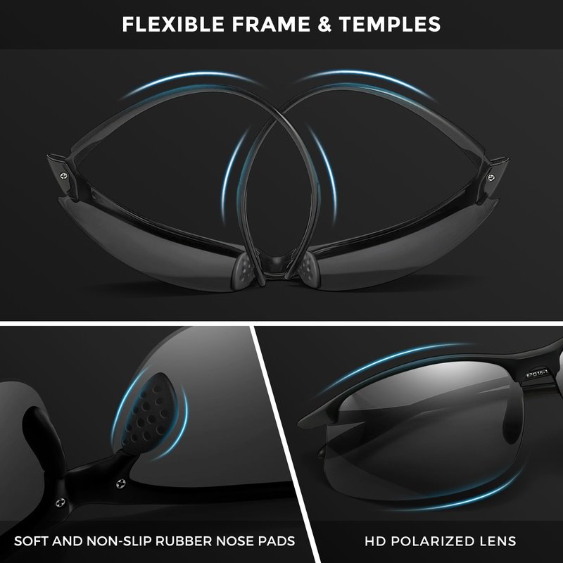 SUNGAIT Ultra-light Sports Sunglasses Rimless Polarized Sun Glasses for Men Fishing Running UV400 Protection