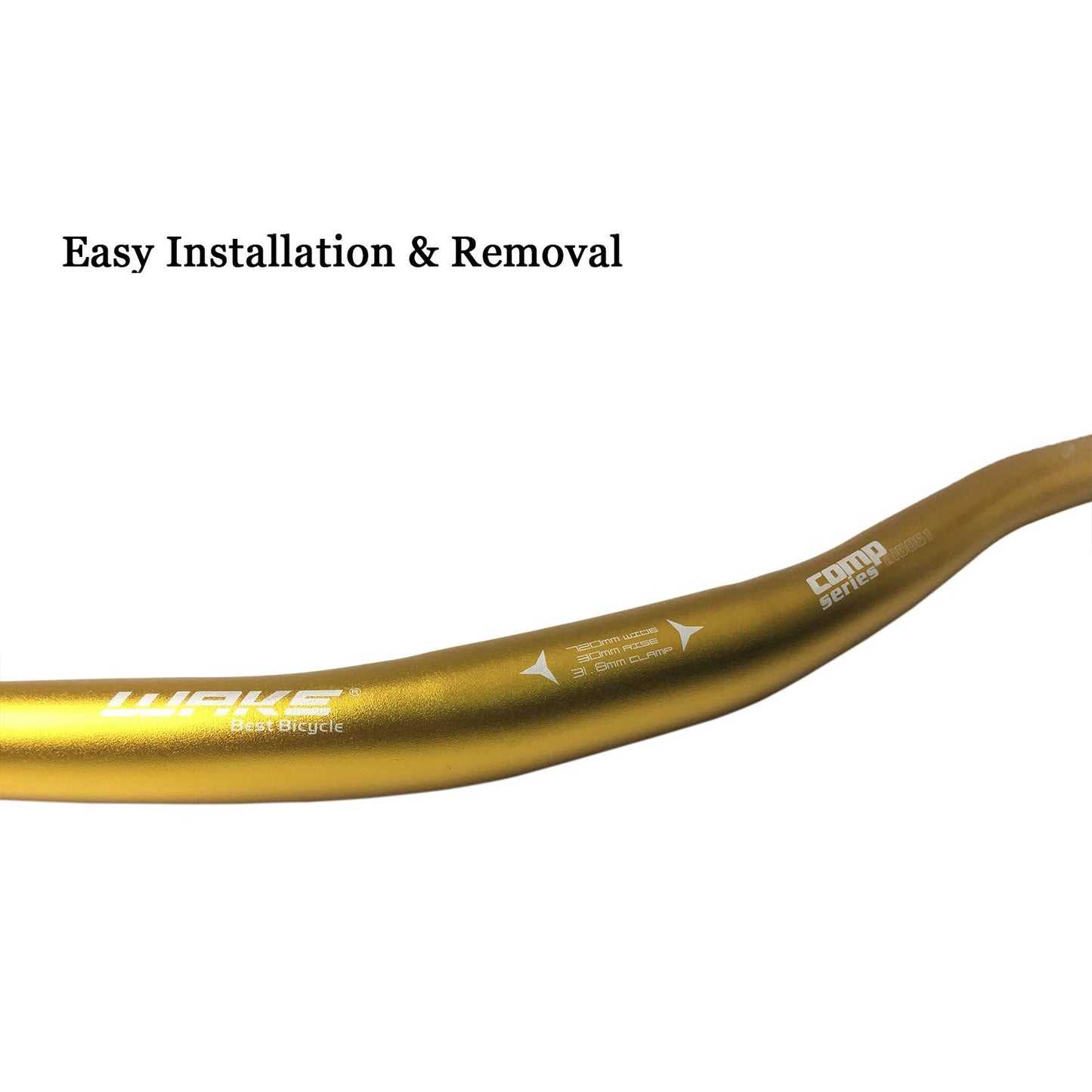 Wake 31.8mm MTB Mountain Bike Handlebar, Aluminum Alloy Mountain Bike Bicycle Riser Handlebar Extra Long 720/780mm with Paint Matte Surface (Gold, 780mm)