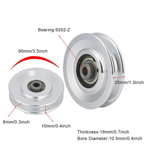 Fafeims Gym Pulley Wheel,Premium Aluminum Alloy Universal Pulley System,Fitness Pulley System,Diameter 3.54 inch 4.53 inch 0.41 inch bore for Home Gym Commercial Gym Strength Training Athletes
