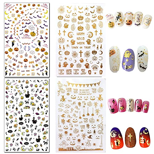 Halloween Nail Decals - 1500 Pcs Self-Adhesive Stickers, 12 Sheets