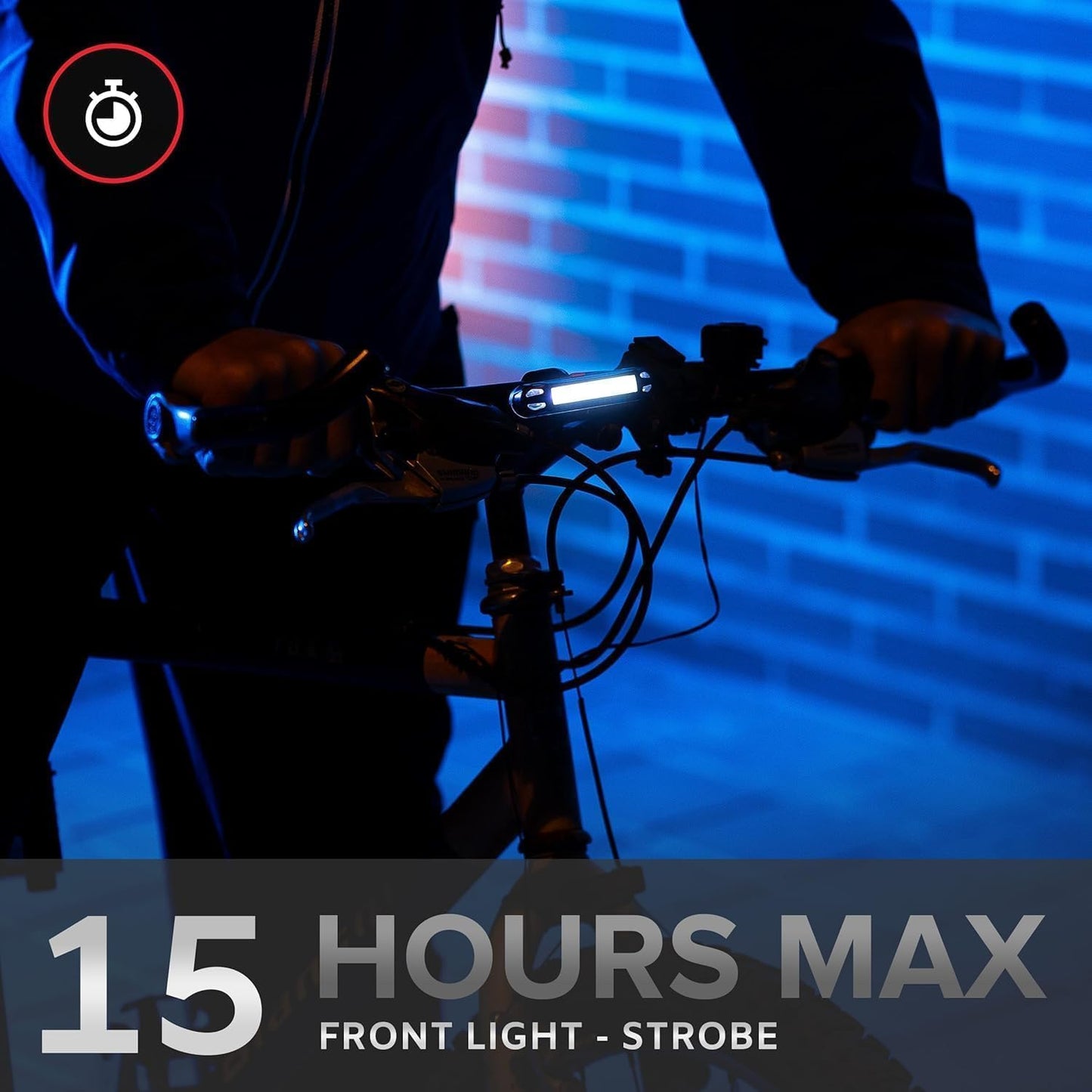 LINE-120 Front & Rear Bike or Skateboard Lights – USB Rechargeable LED Headlight & Taillight Set – Accessories for Bicycle, Longboard & Skateboard Safety (Front/USB-C)