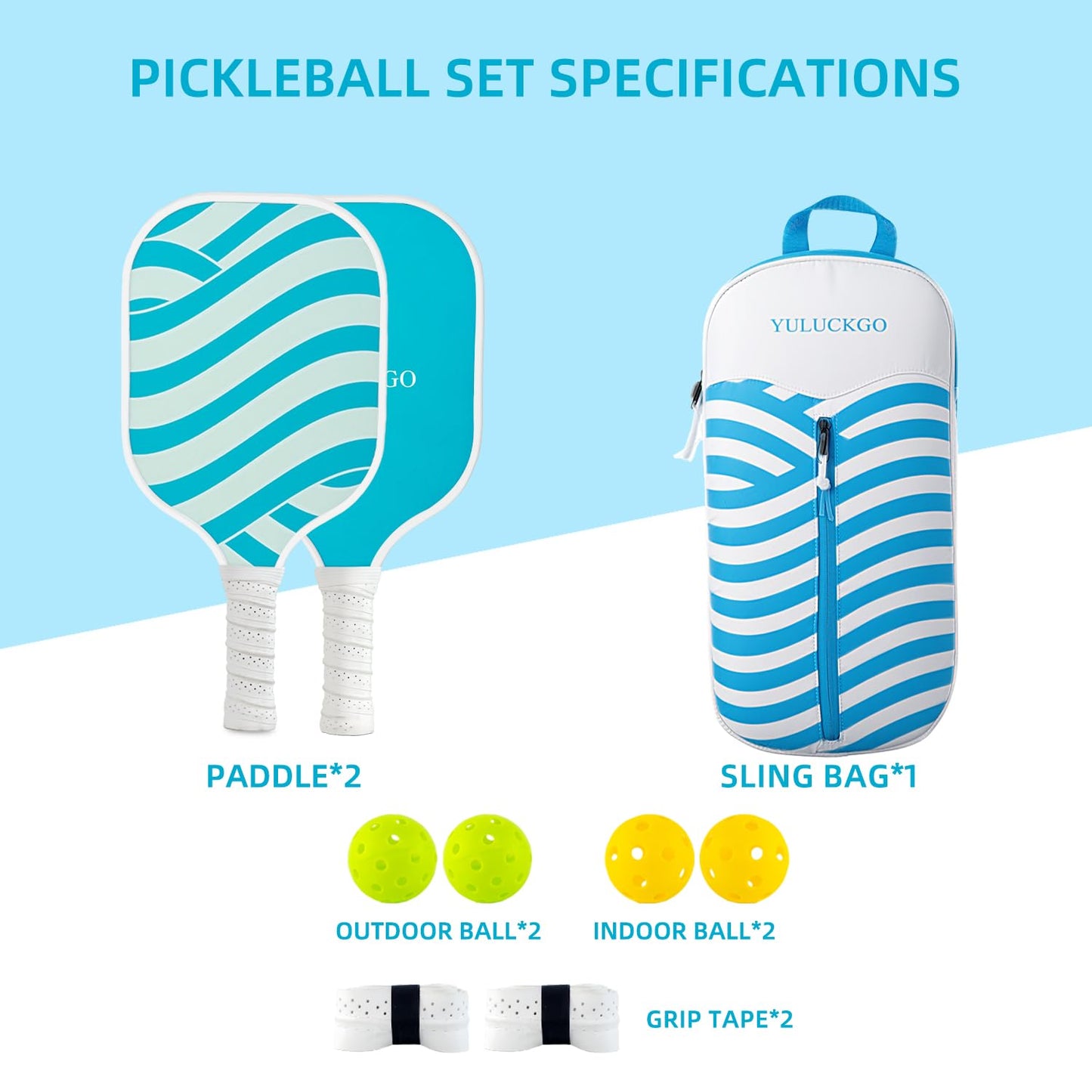 Pickleball Paddles Set of 2- USAPA Fiber Face & Polymer Honeycomb Core Pickleball Set with Include Indoor/OutdoorBalls|Grip Tapes|Backpack, Pickle Ball Paddle for Men and Women Beginners
