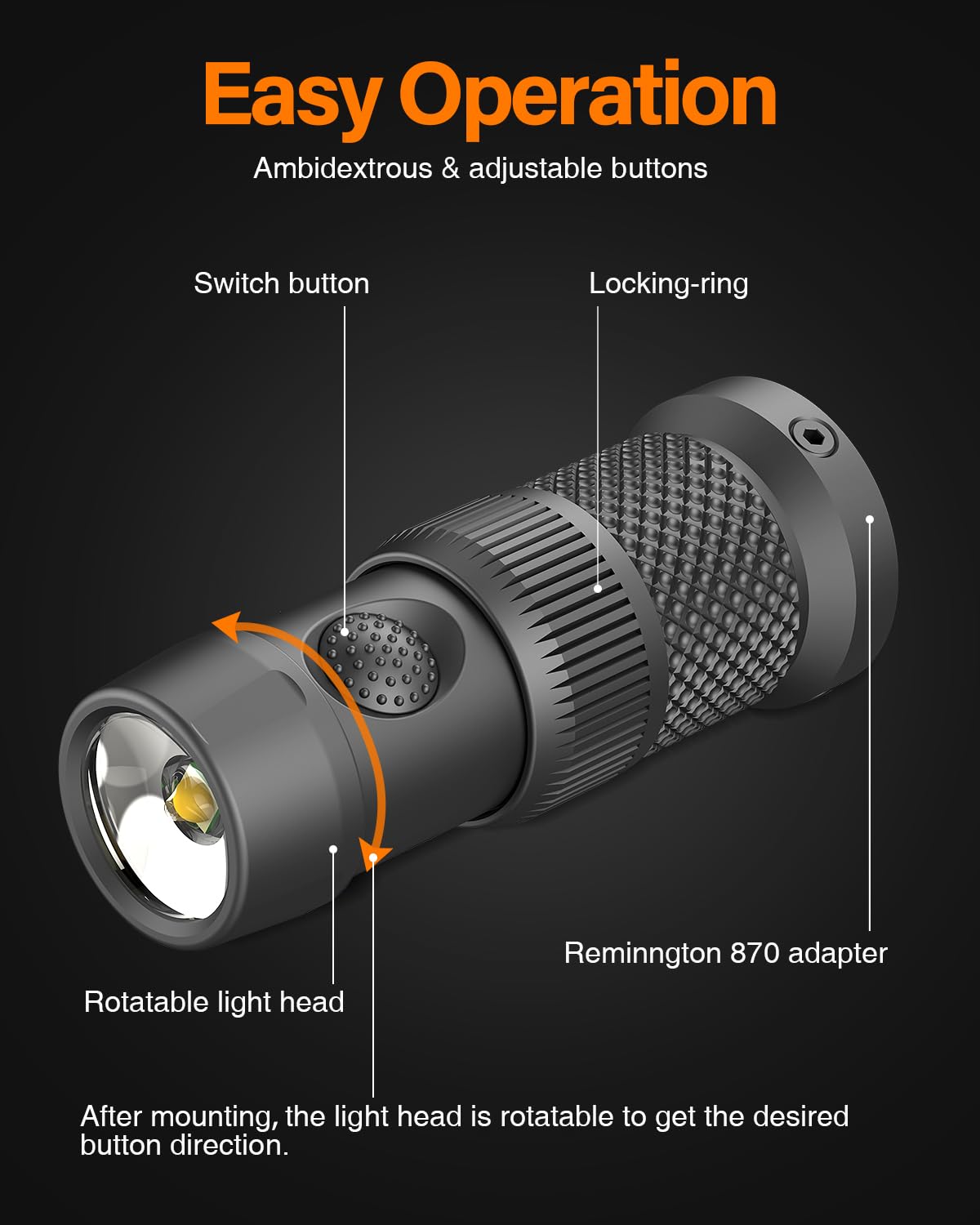 TOUGHSOUL Tactical Mag Tube Cap Flashlight 500 Lumen Max for Remington 870