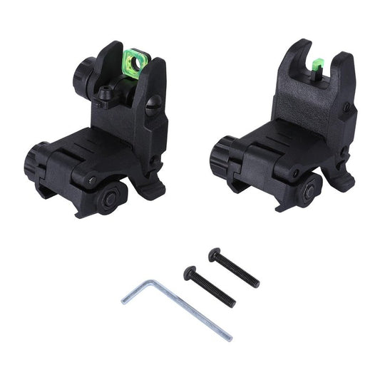 Fiber Optic Sights,Co-Witness Height Red Dot Sight,Flip Up Front and Rear Backup Sights & Green Fiber Optics Dots,Tool-Free Adjustable Front Sight Rapid Transition