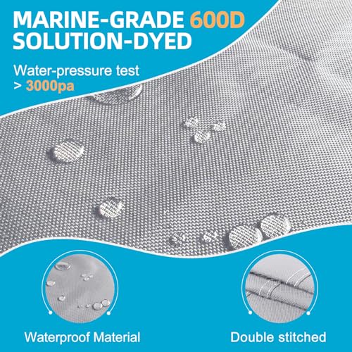 Seapisode 10.8-12ft Heavy Duty Waterproof Kayak Cover with UV Protection, Tear Resistant, Fits 10.8-12ft Gray