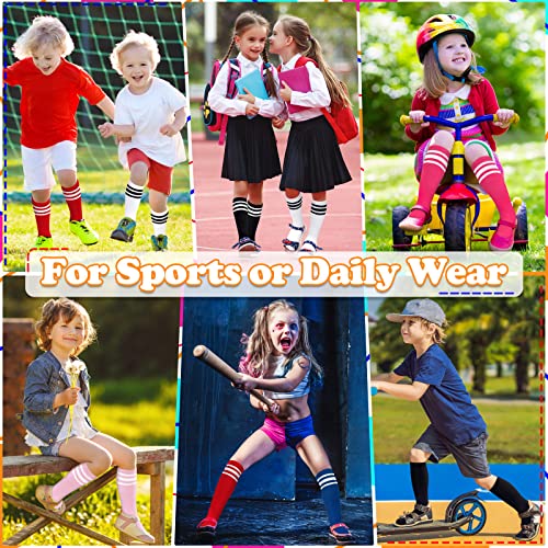 Kids Soccer Socks - 4 Pairs Youth Baseball & Football Socks - 3-6 Years Black/White, White/Black, Pink/White, Rose/White