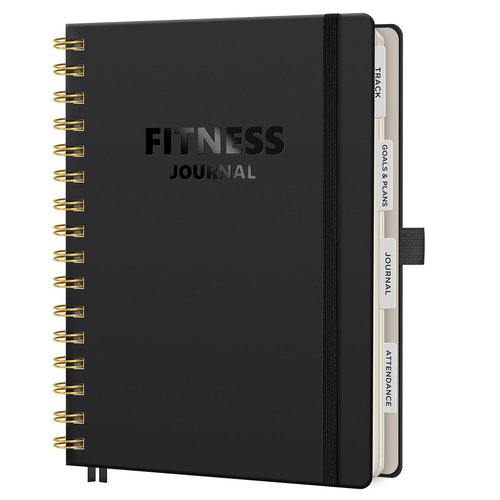 LOAPEM Workout Journal, Fitness Journal for Women & Men, A5 Workout Log Exercise, Fitness Trackers Plan Week With Goals, Calendar, Loss Weight Diet Training, Progress, Gym & Home Workouts (Black)