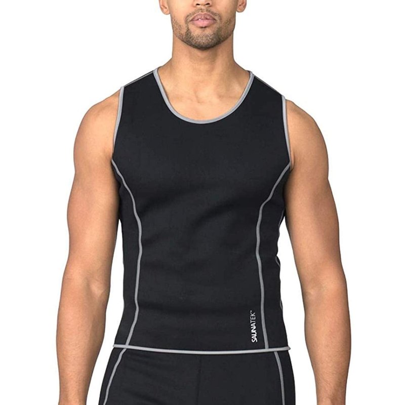 SaunaTek Men's Sauna Sweat Suit Tank Top for Exercise and Heat Training, Neoprene, Large