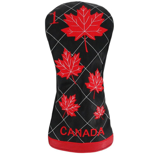 PINMEI Golf Club Head Cover for Driver Headcovers Canada Flag Driver Head Covers Golf Club Covers for Wood Headcover for Scotty Cameron Taylormade Titleist Odyssey (Black)