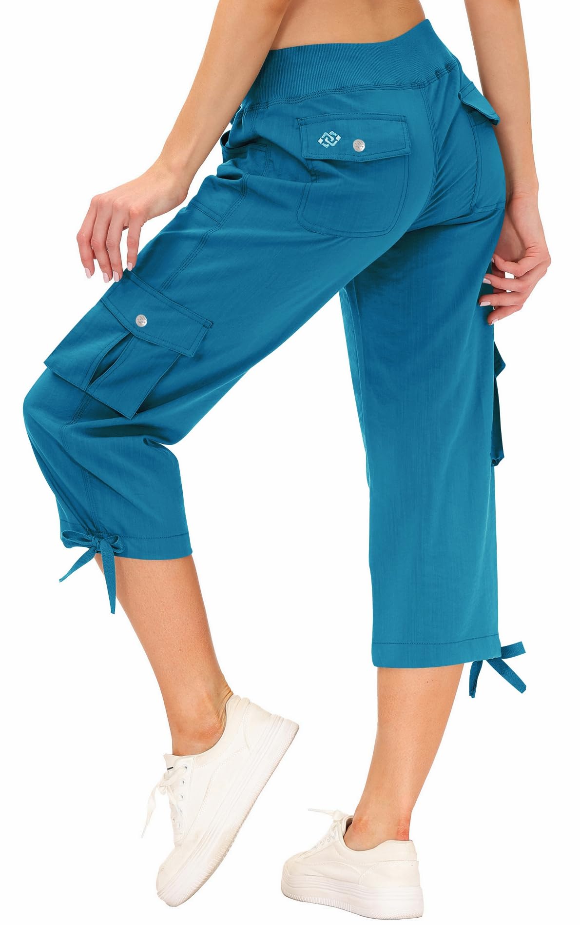 MoFiz Capri Pants for Women Cargo Hiking Pants Lightweight Women's Capris Summer Casual Travel Blue 4XL