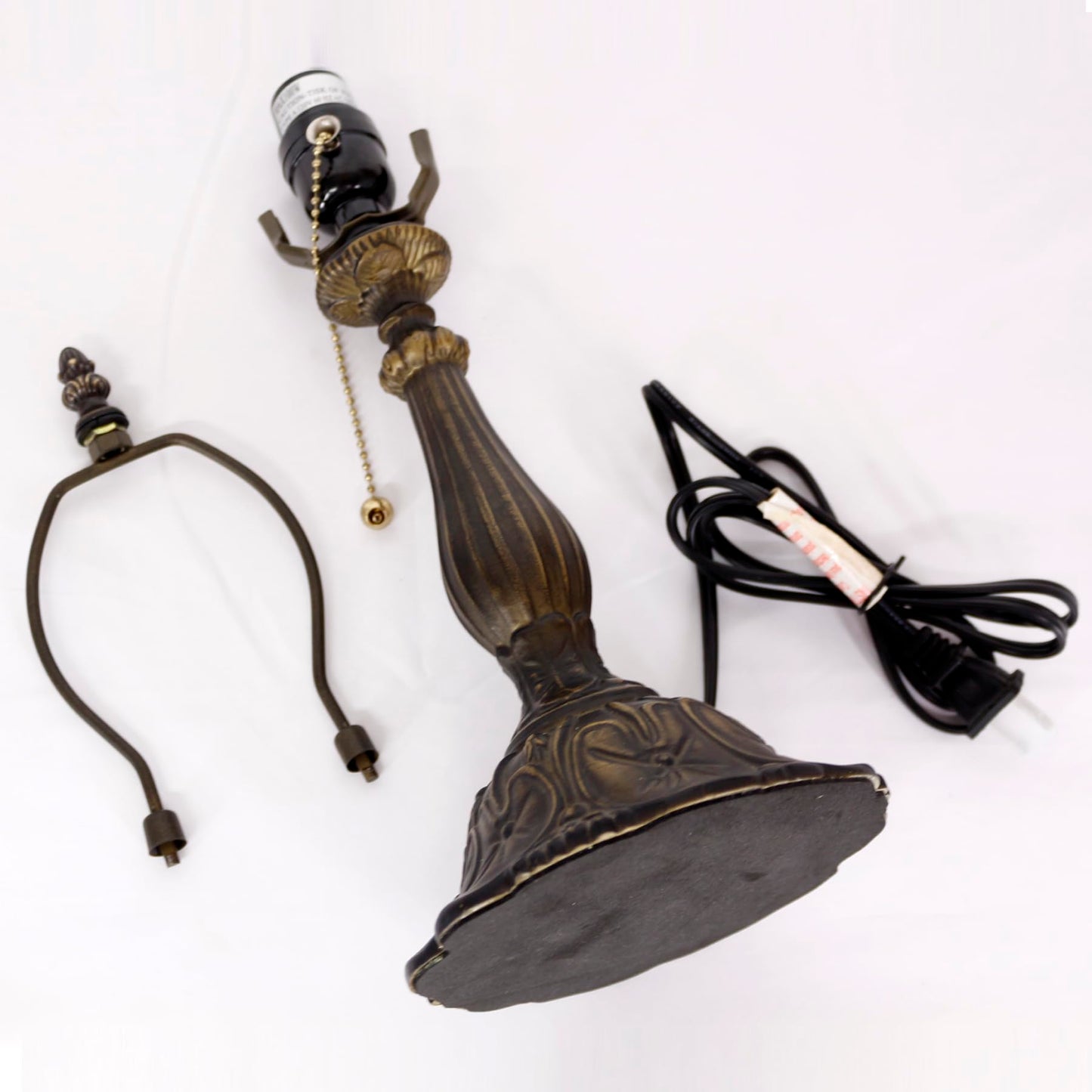 TCODTPOL Table Lamp Base Replacement Only, Wide 6 Height 18 Inch, Fit for 8, 10, 12 Inch Tiffany Style Stained Glass Lampshade, Dark Bronze Finish,Resin, Push Switch On Cord