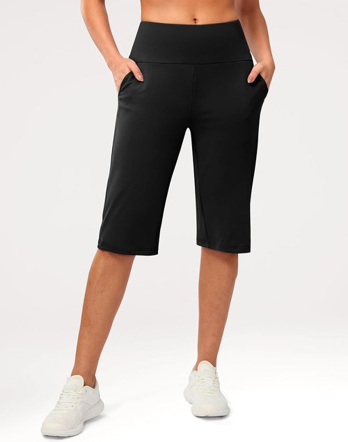 G Gradual Women's Bermuda Shorts - High-Waisted Knee-Length Capris with Pockets | Athletic Casual Style