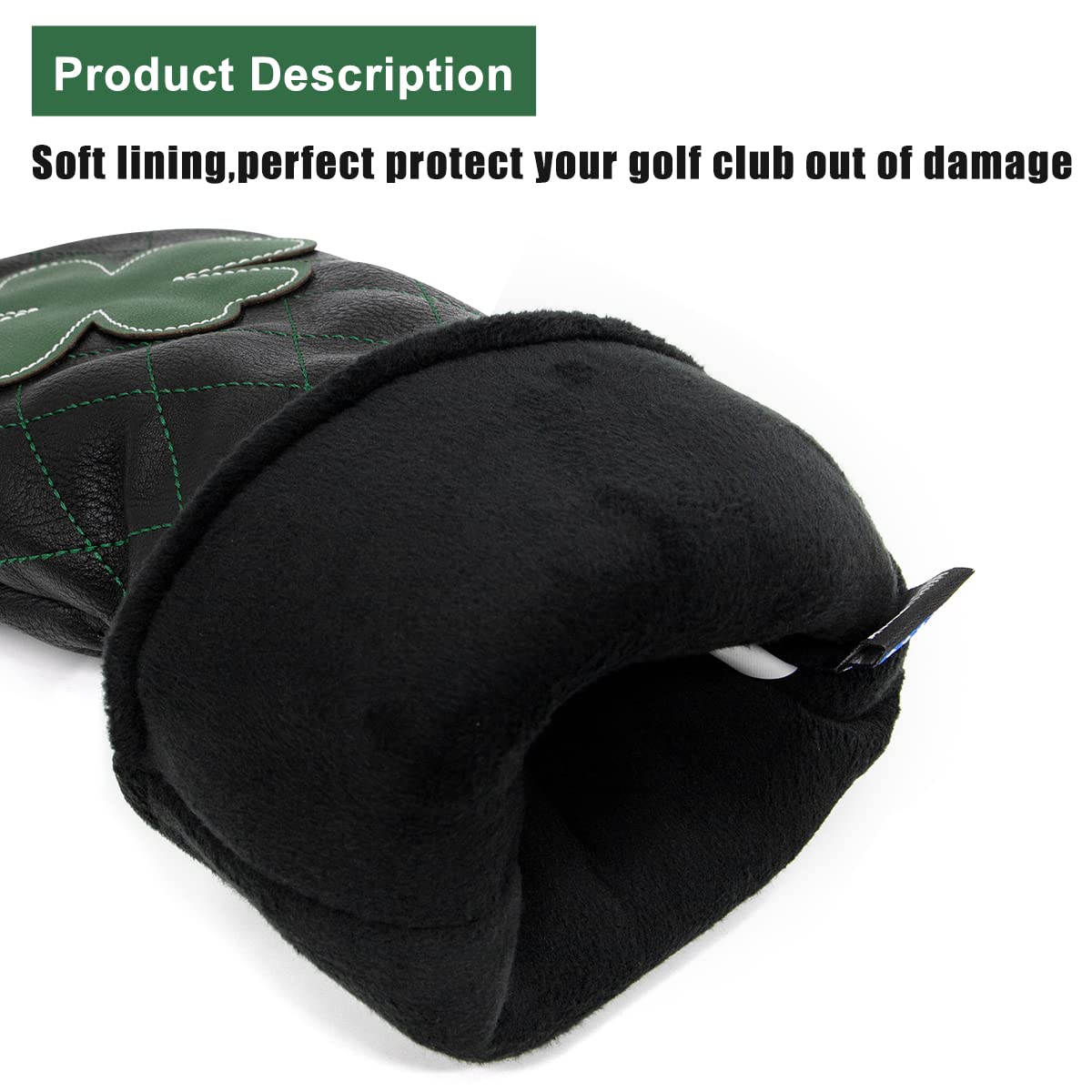 Golf Club Headcover Live Lucky 3 Wood Headcover Magnetic Closure Elegant Embroidery Premium Leather Driver Covers Fairway Wood Covers Hybrid Headcover Shamrock Golf Head Covers