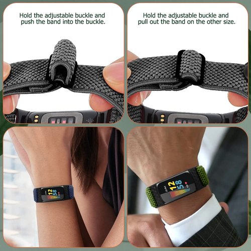 enkic Elastic Nylon Bands Compatible with Fitbit Charge 6/Charge 5 Bands, 4 Pack Soft Adjustable Stretchy Strap Breathable Sport Loop Replacement Wristband for Fitbit Charge 5/Charge 6 Men Women