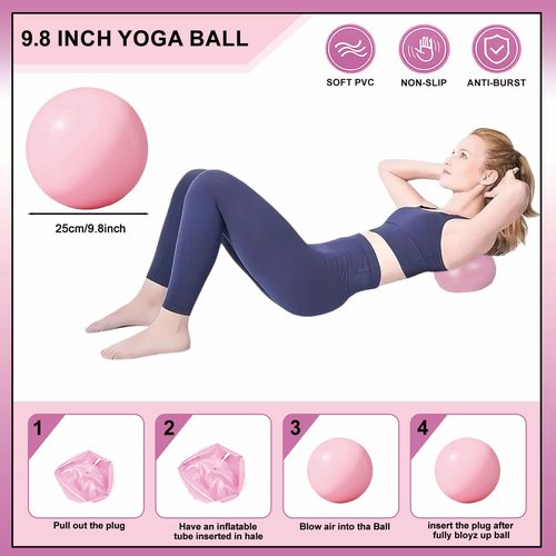 Strenvo Yoga Pilates Ring Set for Home Workouts – 18 Pcs Fitness Kit for Women – Resistance & Toning Accessories with Circle Ring, Ideal for Full Body Toning & Flexibility (Pink)