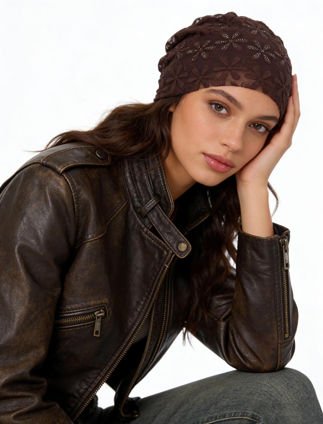 Pemilosci Slouchy Beanie Fashion Style Soft Lightweight Daily Hat Skull Cap Headware for Women - BEA01 - Brown