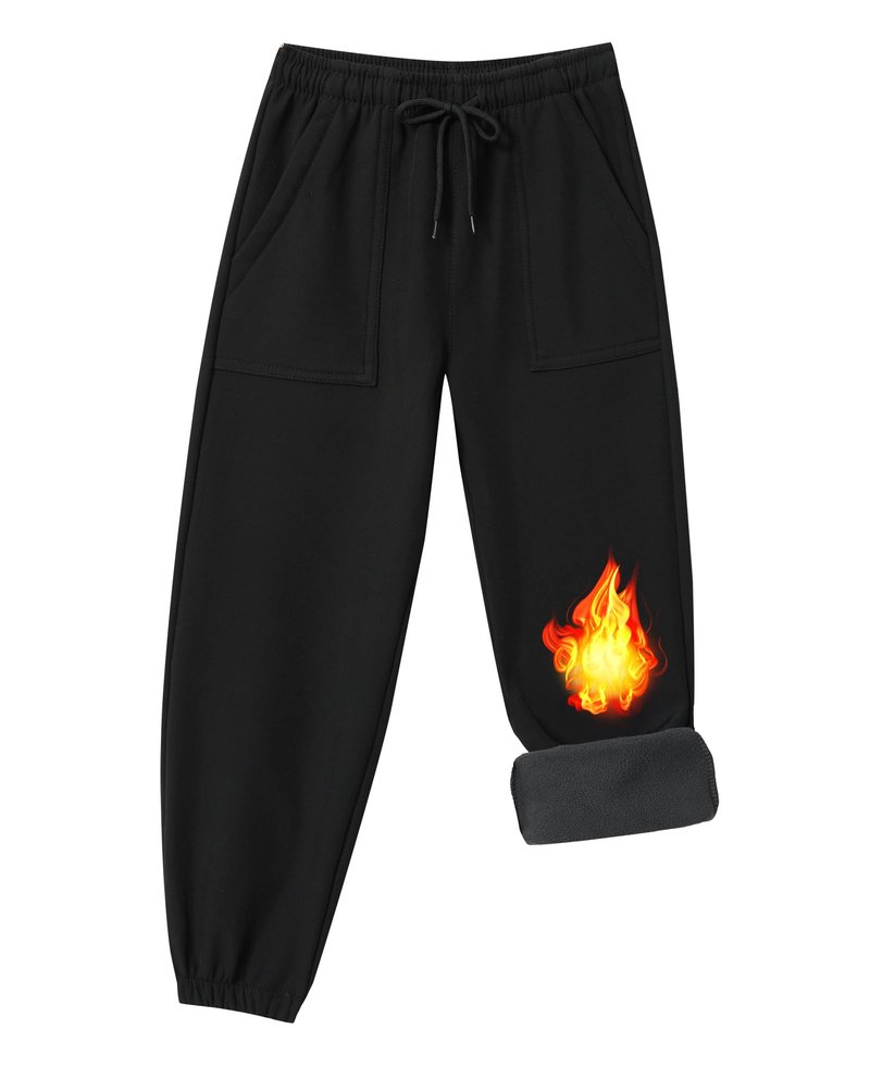 ZooYung Toddler Fleece Lined Warm Snow Hiking Pants Baby Boys Girls Winter Ski Sweatpants Kids Running Joggers(13766Black3T)