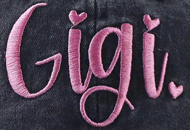 Gigi Mimi Women's Adjustable Cotton Embroidered Grandma Baseball Cap - Black, One Size