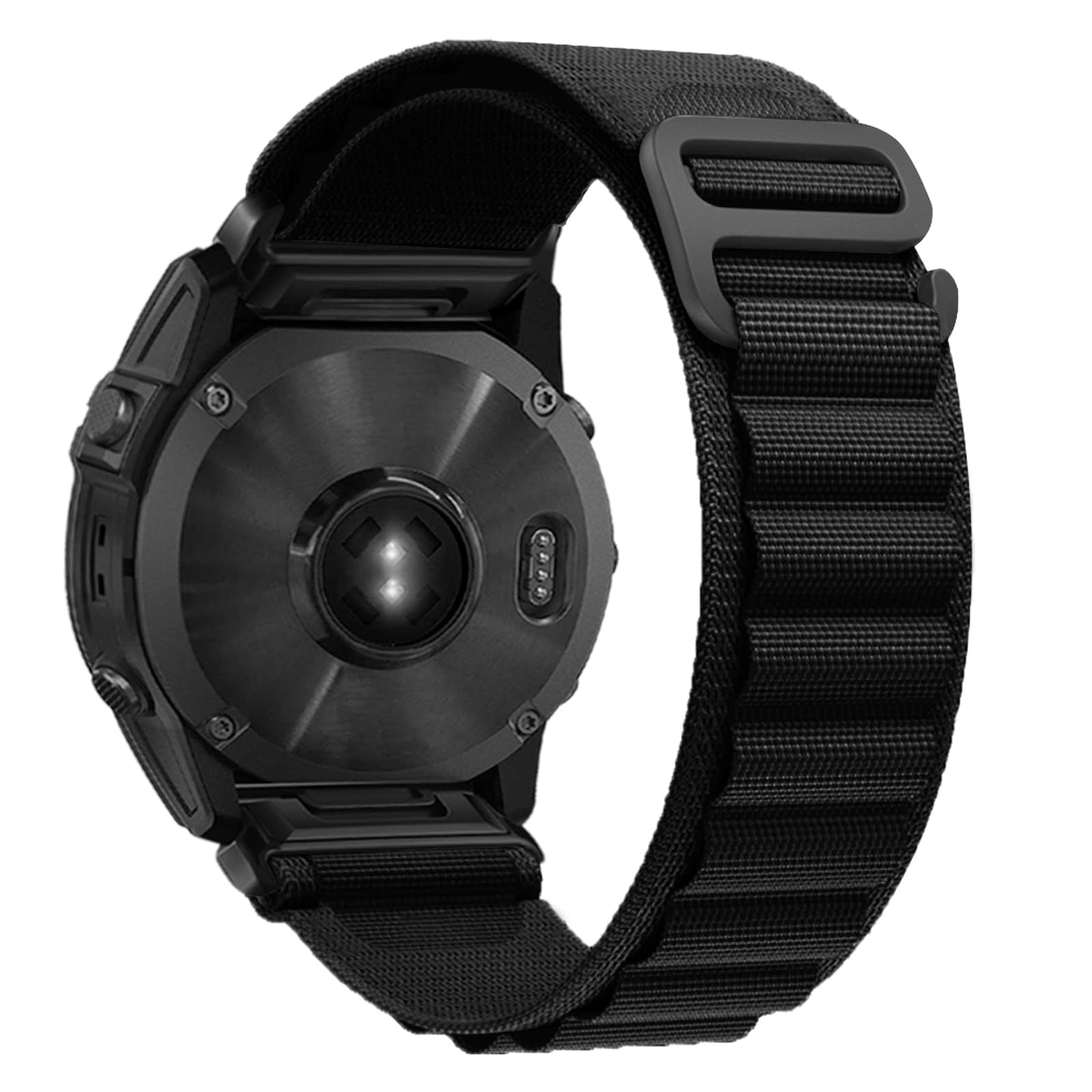 RoYiio Nylon Sport Band for Garmin Fēnix/Epix/Quatix/MARQ Series/Descent Series/D2 Series/Enduro/Tactix, Comfortable Breathable, Tough Replacement Strap with G-hook for QuickFit 22 mm - Black